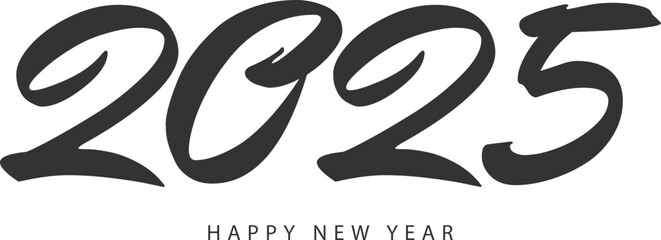 Happy New Year 2025 typography template calendar cover. Vector design for poster, banner, greeting card and invitation.