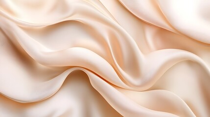 Fototapeta premium A close-up of the folds in cream-colored silk fabric, creating an elegant and luxurious background