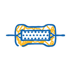 carbon film resistor electronic component doodle icon sketch vector. carbon film resistor electronic component sign. isolated symbol illustration