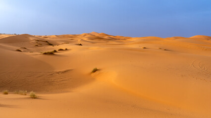 Erg Chebbi desert dunes under clear blue sky