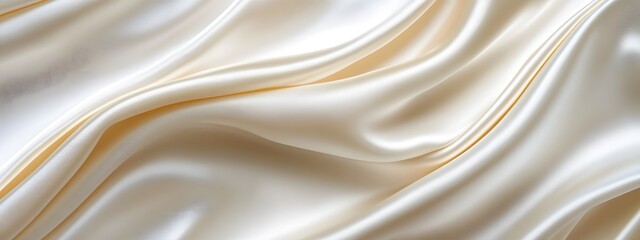 Obraz premium A close-up of the folds in cream-colored silk fabric, creating an elegant and luxurious background