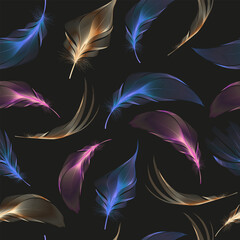Fototapeta premium Abstract seamless pattern with feathers.