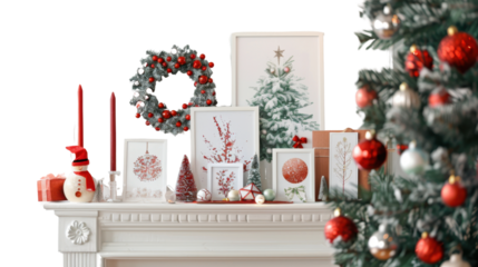 Christmas stocking sock with festive patterns on white background