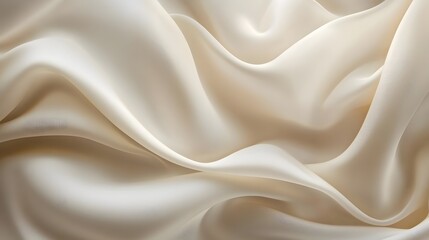 Fototapeta premium A close-up of the folds in cream-colored silk fabric, creating an elegant and luxurious background