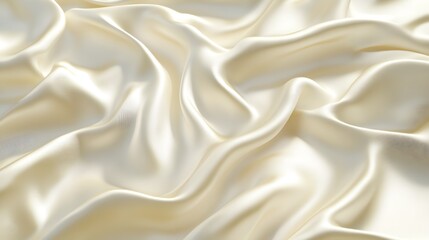 Fototapeta premium A close-up of the folds in cream-colored silk fabric, creating an elegant and luxurious background