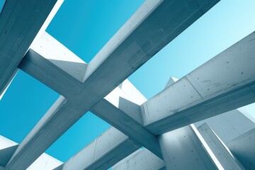 Obraz premium Minimalist geometric architecture detail against light blue sky.
