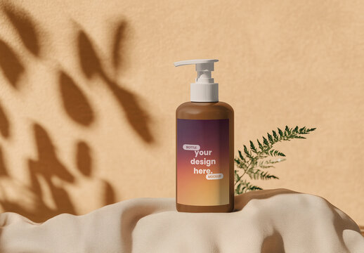Minimalistic Skincare Bottle Mockup with Shadows with Generative AI