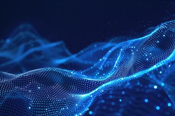 Abstract wave shape on low polygonal background for cyberspace design.