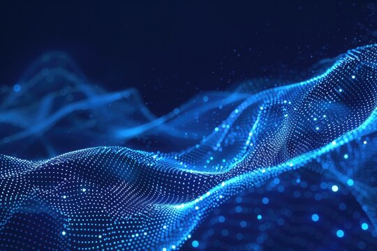 Abstract wave shape on low polygonal background for cyberspace design.