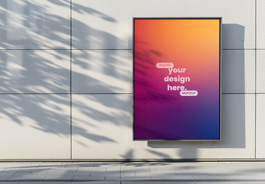 Poster Frame Mockup on a Modern Outdoor Wall with Generative AI