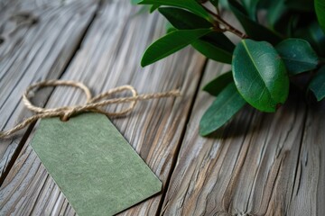 A plant tie tag attached to a wooden table, ideal for gardening or home decor images