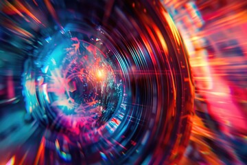 Obraz premium A vibrant, abstract circle with intricate details and colors