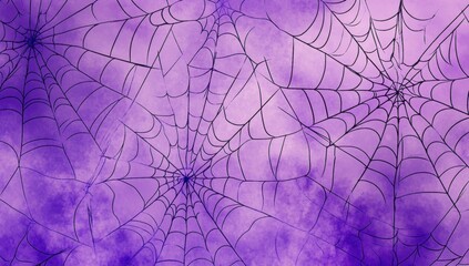 cobwebs on a purple background, a spider web pattern, with a Halloween, spooky, and dark mood and a purple and black color palette Generative AI