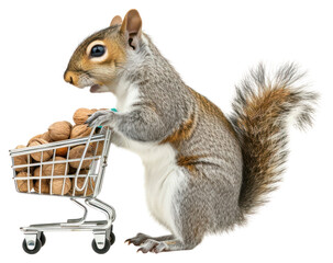 PNG Squirrel holding shopping cart animal mammal rodent.