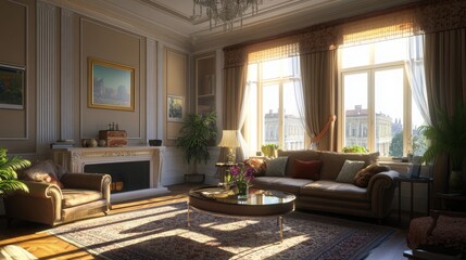 Fototapeta premium design, 3d, table, interior, living room, tv, furniture, apartment, sofa