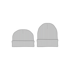 Beanie Set -  Front and Back Technical Flat Sketch of Beanies
