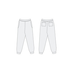 Casual Sportswear Sweat Pants Illustration - Technical Drawing of Joggers