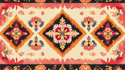 Textile digital design motif pattern decor hand-made artwork frame, gift card wallpaper, womenâ€™s cloth ornament, abstract border, rug, ethnic ikat, semi-bold flower designs with geometrical work. --