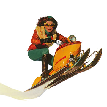 Woman playing snowmobiling outdoors clothing apparel.