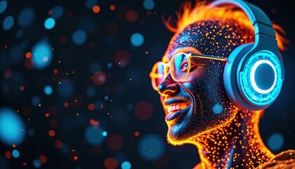 Le monde numérique s’infiltre dans son corps, chaque geste l’amenant plus près d’une fusion complète avec la technologie.