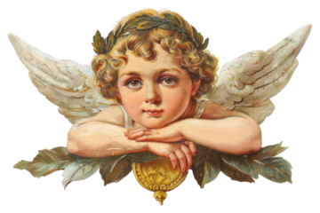PNG  Vintage angelic cherub illustration