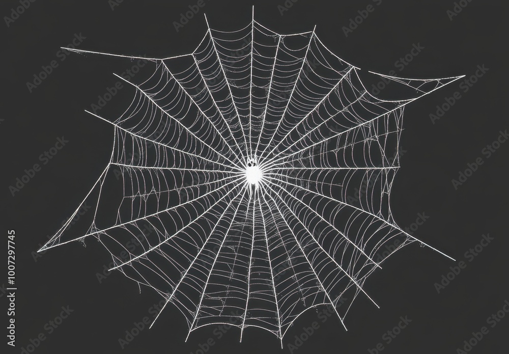 Wall mural white vector halloween spider web on a black background dark gray solid color background generative 