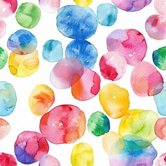 Colorful watercolor circles create a vibrant abstract pattern on a white background for artistic designs and creative projects
