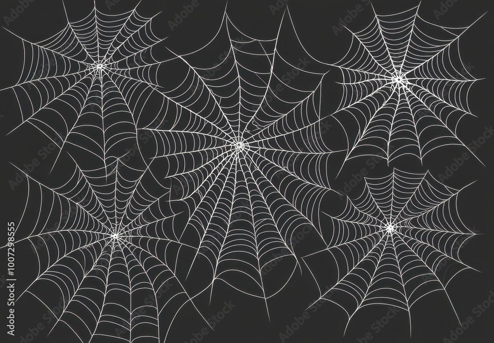 Canvas Prints spider webs on a black background, halloween design elements generative ai