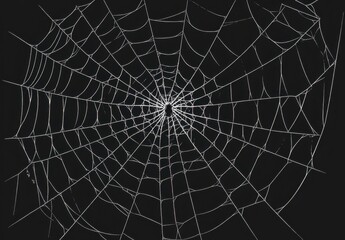 Obraz premium White vector spider webs on a black background Halloween design elements Generative AI