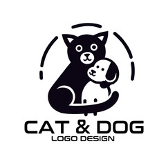 Cat And Dog Vector Logo Design