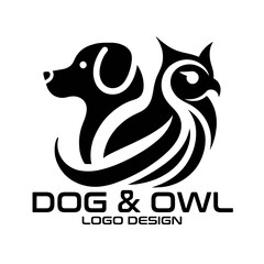 Dog And Owl Vector Logo Design