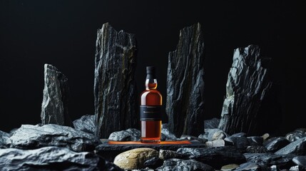 dark whisky bottle black slate