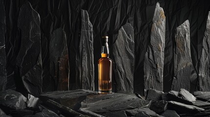 dark whisky bottle black slate