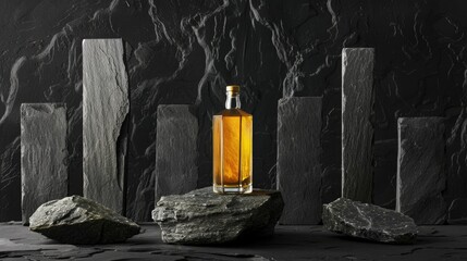 dark whisky bottle black slate
