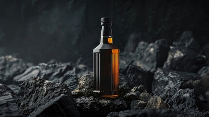 dark whisky bottle black slate