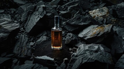 dark whisky bottle black slate