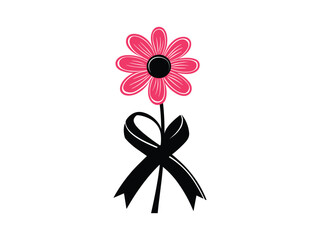 Obraz premium Pink Flower Ribbon Design for Breast Cancer Awareness - Creative Vector