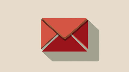 Vector Illustration of Red Envelope Icon Representing Email Communication with Long Shadow, Suitable for Business and Technology Themes