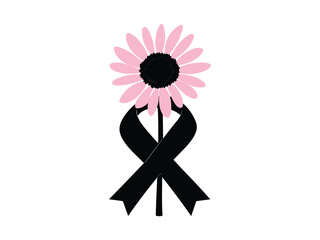 Pink Flower Ribbon Design for Breast Cancer Awareness - Creative Vector.	
