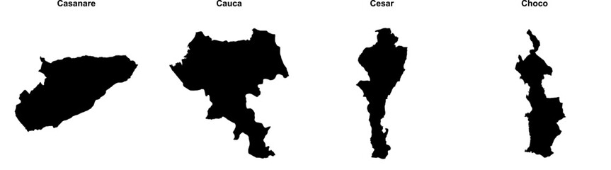 Casanare, Cauca, Cesar, Choco outline maps