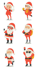 Fototapeta premium Christmas card set. Merry Christmas and Happy New Year greeting with cute santa claus lettering vector graphic design illustration