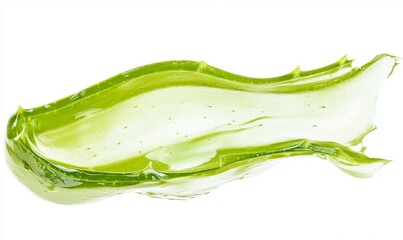 Aloe Vera Gel transparent, slightly green tinted smear against a white background