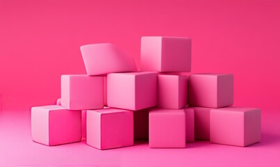 Obraz premium 3D illustration of pink cubes