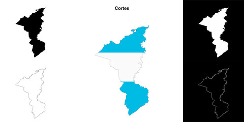 Cortes department outline map set