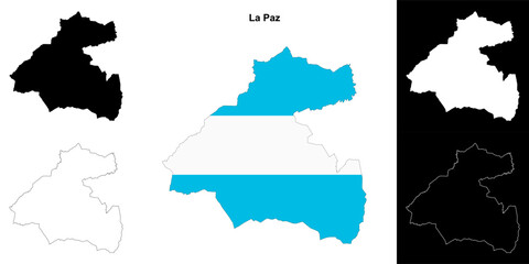 La Paz department outline map set