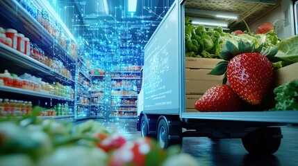 Delivery Truck with Fresh Produce Inside