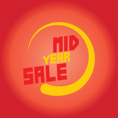 mid year sale text sticker icon illustration