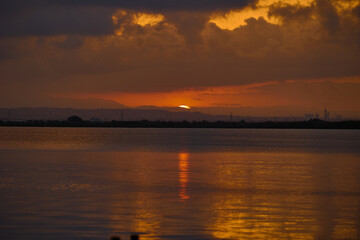 Wonderful sunset view on Albufera Lake in Spain