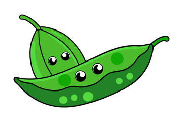 Fresh green pea in pods on white background