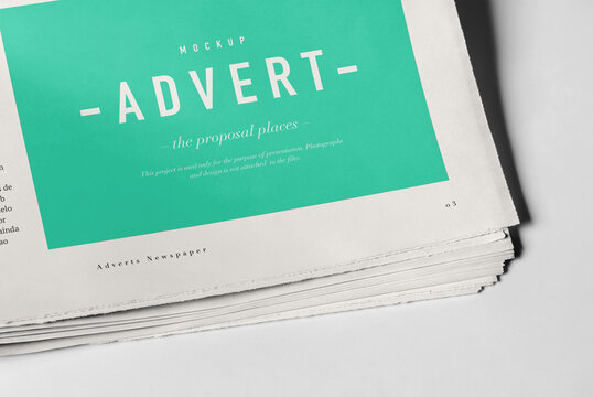 Newspaper Advertising Banner on Magazine, Brochure Mockup 3D Rendering